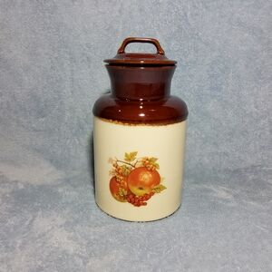 Vintage McCoy Pottery Fruit Festival #252 Canister Jar with Lid 7” Milk Jug Styl